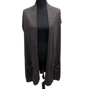 Hampshire Studio Women 's Size 3X Sleeveless Open Front‎ Cardigan Duster Sweater